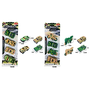 Набір машинок YX08-8-9 військова техніка, 10см, 4шт, 2 види, на аркуші, 38-14-6см