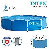 Басейн каркасний Intex Metal Frame 28202NP 305×76 см з фільтр-насосом 1250 л/год