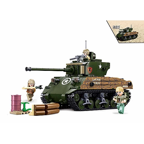 Конструктор Sluban Средний Танк M4A3 (76W) серии Второй мировой войны 715 деталей M38-B1110