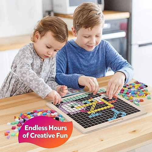 Дерев'яна мозаїчна головоломка, 370 деталей 8 кольорів, піксельна настільна гра WD2719