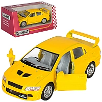 Машинка металлическая Kinsmart 1:36 "Mitsubishi Lancer Evolution VII" KT5052W инерционная, дверь открывается / Желтый