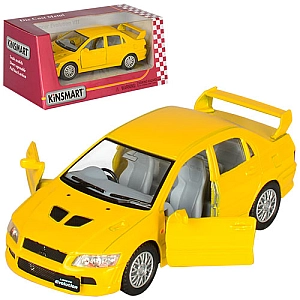 Машинка металева Kinsmart 1:36 "Mitsubishi Lancer Evolution VII" KT5052W інерційна, двері відчиняються / Жовтий