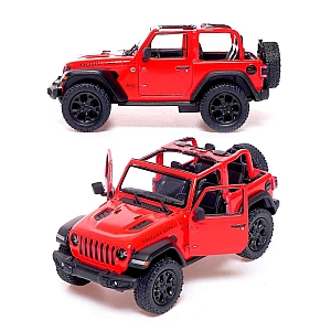 Машинка металева Kinsmart 1:34 2018 Jeep Wrangler KT5412WA інерційна, двері відчиняються / Червоний з відкритим верхом