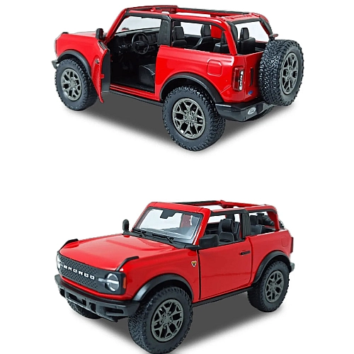 Машинка металлическая Kinsmart 1:34 2022 Ford Bronco (Open Top) KT5438WA инерционная, дверь открывается / Красный