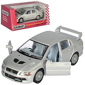 Машинка металева Kinsmart 1:36 "Mitsubishi Lancer Evolution VII" KT5052W інерційна, двері відчиняються / Сріблястий