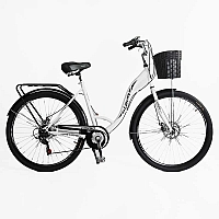 Велосипед міський Corso Liberty 28" дюймів LR-28014 + КОШИK, сталева рама 20", Shimano 7 швидкостей, корзина, багажник
