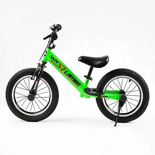 Велобіг "CORSO LAMBO" LB-14700 (1) сталева рама, ручне гальмо, колеса надувні резинові 14’’, алюмінієві обода, підставка для ніг, підніжка, дзвоник