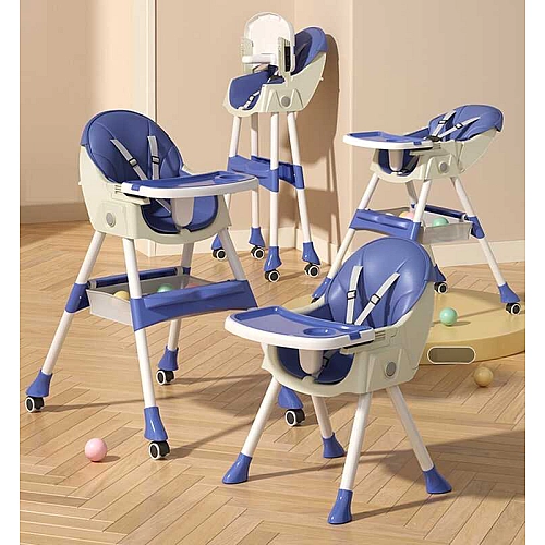 Стільчик для годування Toti FR- 20516 (1) сталева конструкція, матеріал тканини PU, знімний столик, опускна спинка, 4 колеса