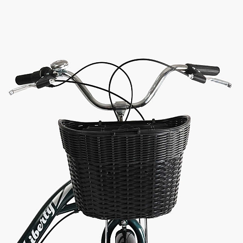 Велосипед міський Corso Liberty 28" дюймів LR-28193 + КОШИK, ТЕМНО-ЗЕЛЕНИЙ, сталева рама 20", Shimano 7 швидкостей, корзина, багажник