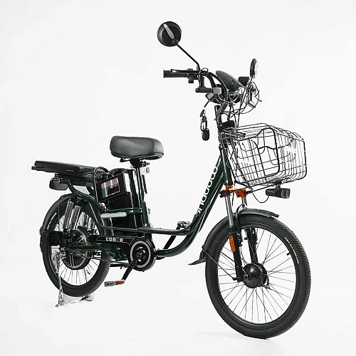 Електровелосипед Corso «Shadow» 22" дюймів SH-8036-9 / C-31 !!!!! (1) ЗЕЛЕНИЙ, рама сталева, двигун 500W, акум. 48V20AH, корзина, покришки 22*1.95