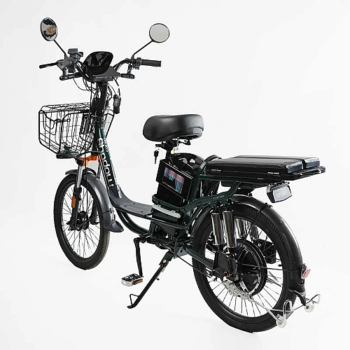 Електровелосипед Corso «Shadow» 22" дюймів SH-8036-9 / C-31 !!!!! (1) ЗЕЛЕНИЙ, рама сталева, двигун 500W, акум. 48V20AH, корзина, покришки 22*1.95