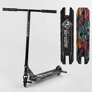 Самокат трюковий Best Scooter BS-99717 (4) HIC-система, ПЕГИ, алюмінієвий диск та дека з ПРИНТОМ, колеса PU, d = 110мм, ширина керма - 60 см, в коробці