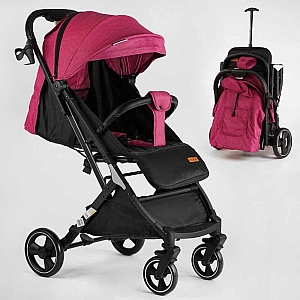 Візок прогулянковий дитячий JOY Comfort L-20115 колір РОЖЕВИЙ, рама сталь з алюмінієм, футкавер, підсклянник, телескопічна ручка