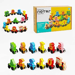 Потяг магнітний C61400 WToys, цифри, дерев'яні елементи