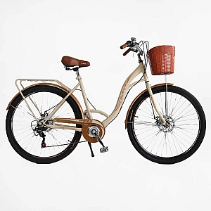 Велосипед міський Corso Liberty 28" дюймів LR-28406 + КОШИK, сталева рама 20", Shimano 7 швидкостей, корзина, багажник