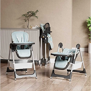 Стільчик для годування Toti S-94066 (1) мягкий чохол PU, 4 колеса, з’ємний столик, корзинка