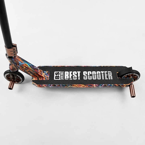 Самокат трюковий Best Scooter BS-77350 (4) HIC-система, ПЕГИ, алюмінієвий диск та дека з ПРИНТОМ, колеса PU, d = 110мм, ширина керма - 60 см, в коробці