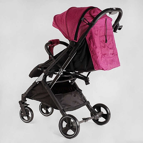 Візок прогулянковий дитячий JOY Comfort L-20115 колір РОЖЕВИЙ, рама сталь з алюмінієм, футкавер, підсклянник, телескопічна ручка