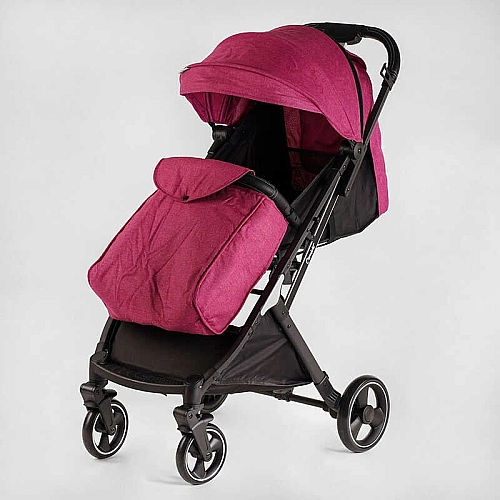 Візок прогулянковий дитячий JOY Comfort L-20115 колір РОЖЕВИЙ, рама сталь з алюмінієм, футкавер, підсклянник, телескопічна ручка
