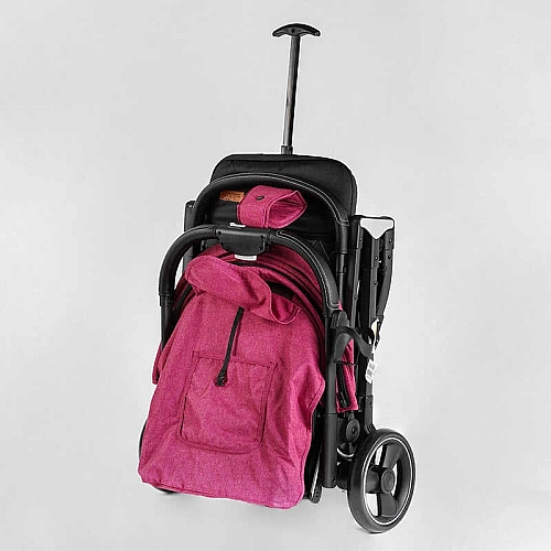 Візок прогулянковий дитячий JOY Comfort L-20115 колір РОЖЕВИЙ, рама сталь з алюмінієм, футкавер, підсклянник, телескопічна ручка
