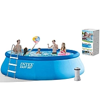 Intex Басейн 26166 NP об'єм:12430л, фільтр+насос, розмір:457х107см (3785л/год, драбина, тент, підстилка)
