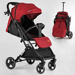 Візок прогулянковий дитячий JOY Comfort L-52304 колір ЧЕРВОНИЙ, рама сталь з алюмінієм, футкавер, підсклянник, телескопічна ручка
