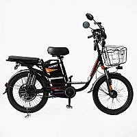 Електровелосипед Corso «Shadow» 22" дюймів SH-9038-7 / 9083-7 (1) ЧОРНО-ЧЕРВОНИЙ, рама сталева, двигун 500W, акумулятор 48V20AH, корзина, у коробці