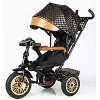 Дитячий триколісний велосипед BestTrike Perfetto 8066/515-09 з поворотним сидінням, гумові надувні колеса, фара, музика, USB, Bluetooth