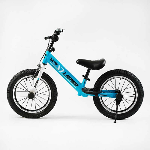 Велобіг "CORSO LAMBO" LB-14802 (1) сталева рама, ручне гальмо, колеса надувні резинові 14’’, алюмінієві обода, підставка для ніг, підніжка, дзвоник