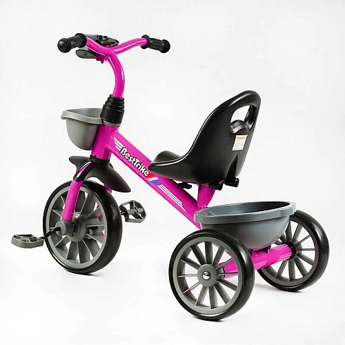 Велосипед 3-х колісний BS-44101 "Best Trike" (1) колеса EVA переднє 12’’, заднє 10’’, сталева рама, фара з музикою та світлом, 1 пісня українською та 2 англійською, 2 кошики