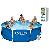 Intex Басейн каркасний 28202 NP об'єм: 4485л, розмір:305х76см, фільтр-насос 1250л/год, мережа 220-240В, вік 6+ років