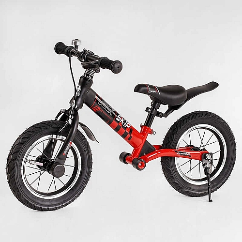 Велобіг Corso "Skip Jack" 44538 (1) ЧОРНО-ЧЕРВОНИЙ, надувні колеса 12", сталева рама з амортизатором, ручне гальмо, підніжка