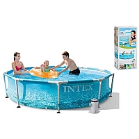 Intex Басейн каркасний 28208 NP круглий, діаметр 305см, висота 76см, насос-фільтр (1 250 л/ч), об'єм 4485л, в коробці