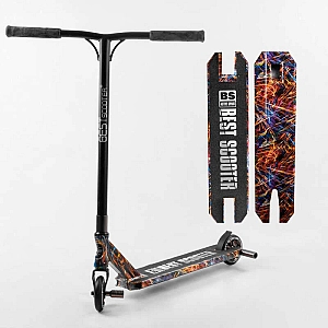 Самокат трюковий Best Scooter BS-77350 (4) HIC-система, ПЕГИ, алюмінієвий диск та дека з ПРИНТОМ, колеса PU, d = 110мм, ширина керма - 60 см, в коробці