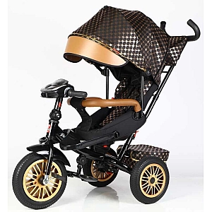 Дитячий триколісний велосипед BestTrike Perfetto 8066/515-09 з поворотним сидінням, гумові надувні колеса, фара, музика, USB, Bluetooth