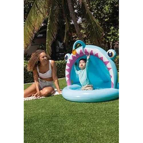 Детский надувной бассейн Intex "Рыбка" с тентом и мягким дном