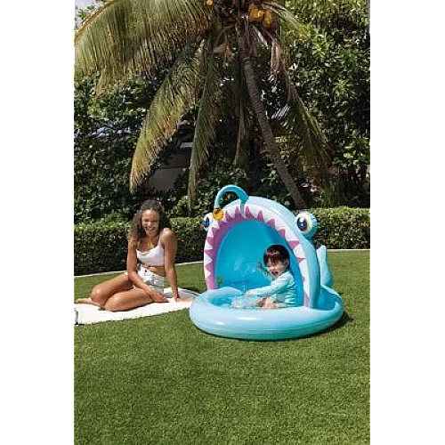 Детский надувной бассейн Intex "Рыбка" с тентом и мягким дном