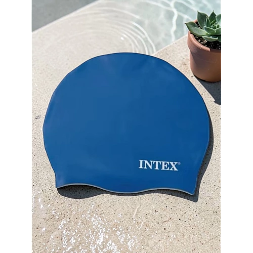 Шапка для плавання INTEX 55992: Силіконова, Синя, Від 8 Років