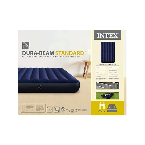 Матрац надувний Intex 64758 полуторний 191х137х25 см,Classic Downy Airbed Dura-Beam