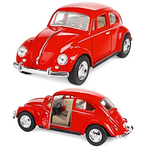Машинка металева Kinsmart KT5057W 1:32 1967 Volkswagen Classical Beetle (Жук) інерційна, двері відчиняються / Червоний