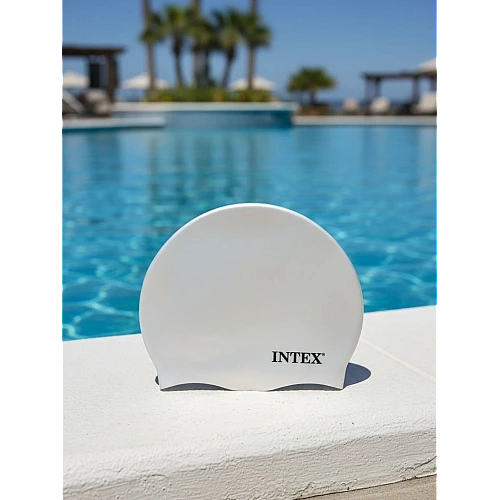 Шапка для плавання, силіконова, біла, від 8 років, 55992 INTEX