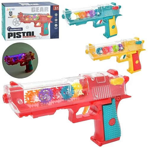 Іграшковий музичний пістолет 0307: звук, світло, шестерні