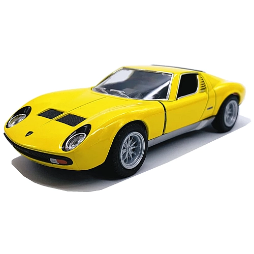 Машинка металева Kinsmart KT5390W 1:34 1971 Lamborghini Miura P400 SV інерційна, двері відчиняються / Жовтий