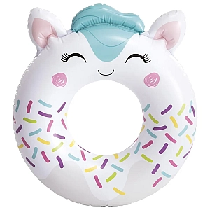 Коло дитяче надувне для плавання "Кошеня" біле, 84 см х 76 см, від 8 років, до 40 кг, 59266NP INTEX