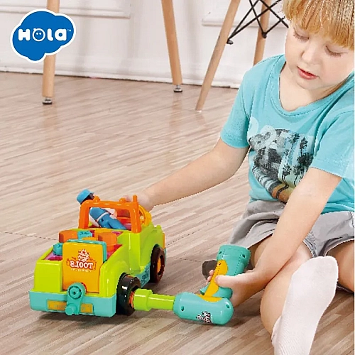 Музыкальный Автомобиль-Конструктор Ваговозик с инструментами HOLA 6109