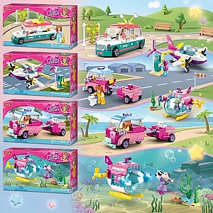Комплект конструкторів Sluban Girls Dream M38-B0921ABCD серія Транспорт, 4 в 1 (461 деталь)