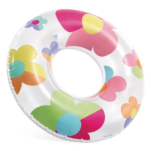 Коло надувне для плавання Яскраві квіти 81 см від 8 років Синій Intex 59259NP