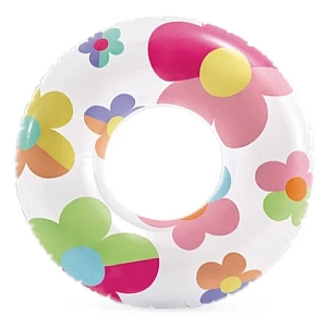 Коло надувне для плавання Яскраві квіти 81 см від 8 років Синій Intex 59259NP