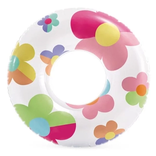 Коло надувне для плавання Яскраві квіти 81 см від 8 років Синій Intex 59259NP