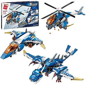 Конструктор Qman Король неба 3в1 Вертоліт, Літак, Дракон 604 деталі 42103